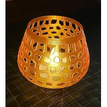 Dekoratif 3d Pla Baskı Şeffaf Turuncu Tealight Mumluk V2 Çok Renkli