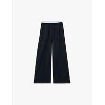 Koton Beli Lastikli Cepli Viskon Karışımlı Geniş Paça Pantolon Lacivert 6skg40071aw Lacivert