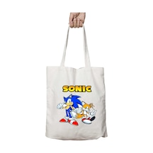 Art Hediye Sonic Yazı İkili İki Tarafı Kalıcı Baskılı Yıkanabilir Çanta Çok Renkli