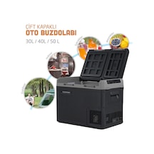 Tc21-18 Çift Kapaklı 50 Litre Taşınabilir Araç Buzdolabı 12v/24v/220v Uyumlu