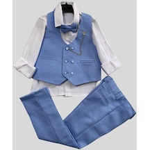 Matrix Yelekli Zincirli Erkek Çocuk Takım Elbise Bebe Mavi