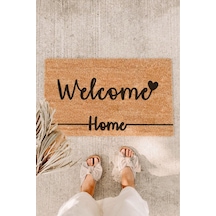Welcome Siyah Kalpli Home Çizgili Koko Kapı Önü Paspası Tek Renk