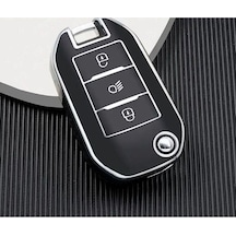 Peugeot 3008 208 308 508 Rifter Anahtar Kılıfı Siyah Krom 2.resim
