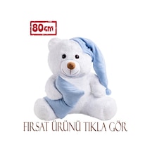 80 Cm Mavi Yastıklı Uyku Arkadaşı Peluş Ayıcık