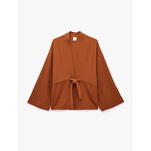 Koton Beli Bağcıklı Uzun Kollu Kruvaze Kimono Ceket Tarçın 6sak50046uw