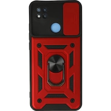 Newface Xiaomi Redmi 9c Kılıf Pars Lens Yüzüklü Silikon - Kırmızı