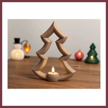 Storeşahin 3d Baskı Yılbaşı Ağacı Tealight Mumluk 18 Cm Dekoratif Çam Ağacı Şamdan Yeni Yıl Masa Süsü Shn0720 Çok Renkli
