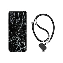 Tecno Pova Neo Kılıf İpli Boyun Askılı Desenli Silikon Black Marble 3 1382