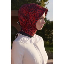 Poanes Şehir Desenli Twıll İpek Eşarp Kırmızı