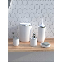 Primanova Lima Xl Krom Dekorlu Banyo Seti Beyaz Primanova Lima Xl Krom Dekorlu Banyo Seti Beyaz