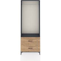 Arges Dolap Tek Raflı 2 Çekmeceli Tek Askılı 88x30x243 Antrasit-çam Antrasit