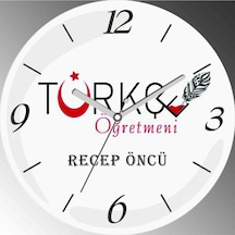 Kişiye Özel Türkçe Öğretmeni Çap 30cm Sessiz Akar Bombeli Gerçek Cam Duvar Saati Çok Renkli