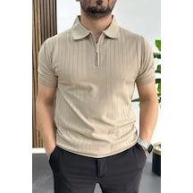 Erkek Çizgi Desenli Polo Yaka Vizon Edw458 Vizon