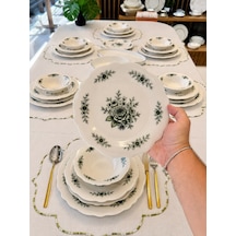24 Parça 6 Kişilik Porselen Yemek Takımı Belmonte Green Mira-7229 Yeşil