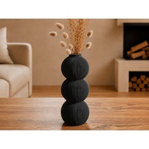 3d Baskı Modern 3 Küre Dekoratif Vazo - Minimal Çiçek Vazosu, Masaüstü Ev Ve Ofis Dekoru-siyah Diğer