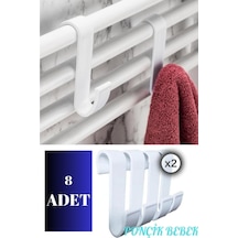 8 Adet Havlupan Duşakabin Askısı, Petek Banyo Mutfak Kancalı Havlu Bornoz Askısı 8'li Set Beyaz Diğer