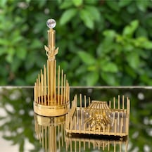 Kristal Detaylı Lüks 2 Li Set Kağıt Havluluk + Peçetelik Gold-gümüş Renk Dekoratif Masa Üstü Set Altın