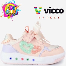 Vicco Tracy Işıklı Süs Bağcıklı Ortopedik Çocuk Spor Ayakkabı Pudra