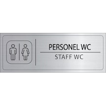 Mayeka Personel Wc İsimlik Gümüş Metal Kapı İsimliği Levhası Yönlendirme Tabelası
