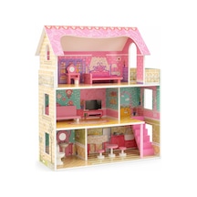 Vardem 10 Parça Ahşap Ev Seti, 70,2 X 60,5 X 24 Cm Mobilyalı Oyuncak Ev, Aksesuarlı Çocuk Evcilik Seti, Ahşap Bebek Evi Ve Rol Yapma Oyuncağı Tx1055 Abanoz - Beyaz