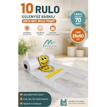 Gülenyüz Baskılı Rulo Poşet Orta Boy 10 Rulo Hışır Atlet Poşet Market Manav Poşeti