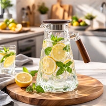 Porsima 6504 Violet Sızdırmaz Kapaklı Ve Kulplu Cam Başucu Sürahisi 1800ml