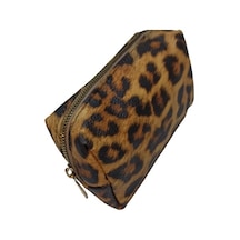Makyaj Çantası Leopar Desenli Suni Deri