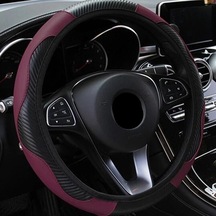 Globalbloom Şarap Kırmızı Evrensel 14.57-14.96inç Anti-kaymalı Nefes Alabilir Direksiyon Kılıfı Şarap Kırmızısı