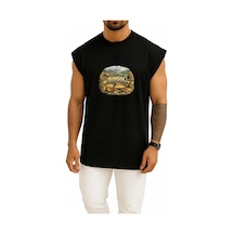 Bahriyeli Collection Oversize Bingöl Göğüs Baskılı Atlet Siyah