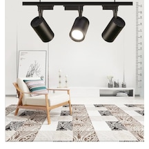 4 Adet Dekoratif Led Ray Spot + 1 Metre Ray Siyah Kasa Beyaz Işık
