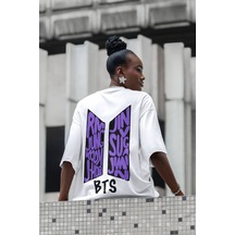 Sevbano Bts Sırt Baskılı Unisex Oversize Müzik Grubu Tişört Beyaz