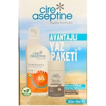Cire Aseptine Avantajlı Yaz Paketi Güneş Koruyucu Spf 50+ 200ml İle Mineral Filtreli Güneş Koruyucu Yaşlanma Ve Leke Karşıtı Spf 50+ 50ml