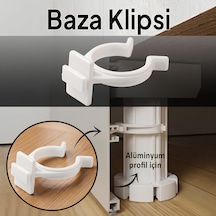 Alüminyum Baza Klipsi Mutfak Dolap Tezgah Alt Kısım Kapatma Klips Mobilya Ayak Tutucu Toka Beyaz