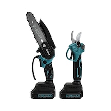 Ayrex Assur Akülü Budama Makası Ve Testere Seti, 18v Li-ıon, 2 Adet 1500mah Akü, 35mm Kesim Çapı, Metal Şanzıman