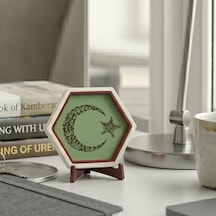 Kelime-i Tevhid Yazılı Ay Yıldız Tasarımlı Minik Dekoratif Obje, Manevi Değeri Yüksek Hediye 10x10cm