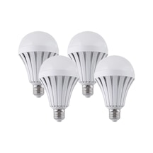 4 Adet Şarjlı Led Ampul 12 Watt Beyaz Ampul