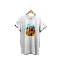 Summer Yazlık Tekila Yazı Baskılı %100 Pamuk Regular Fit Premium Beyaz T-shirt Beyaz