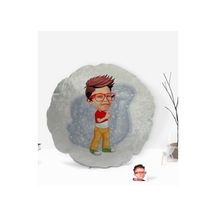 Kişiye Özel Erkek Çocuk Karikatürlü Yuvarlak Dekoratif Kırlent Ya (505548914)