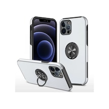 Apple Uyumlu iPhone 12 Pro Uyumlu Kılıf Elit Yüzüklü Kapak - Gümüş