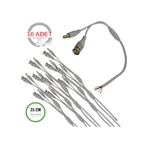 Bnc + Dc Power Jack Pigtail Kablo 35cm 5 Uçlu Hazır Kamera Bağlantı Seti Cctv Güvenlik Sistemi İçin - 10 Adet
