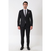 Efor Slim Fit Esnek %97 Yünlü Düz Siyah Takım Elbise Tk 957