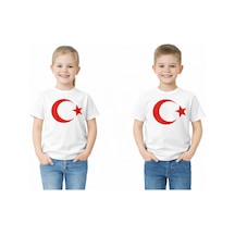 Zuzumax Ataş Çocuk Bayraklı Tişört Kırmızı & Beyaz Renk 23 Nisan, 19 Mayıs, 29 Ekim Özel Pamuklu Kısa Kol