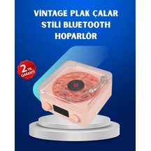 Retro Saatli Bluetooth Hoparlör - Gece Lambalı Kristal Ses Kalitesi