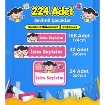 Sevimli Çocuklar Temalı Okul Kreş Kişiye Özel İsim Etiket Seti - Model 240 Çok Renkli