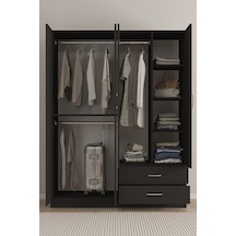 Aeka Ae-1077 Terra 4 Kapaklı 2 Çekmeceli 3 Askılıklı Raflı 140x182x53 Cm Gardırop Antrasit