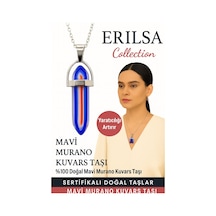 Sertifikalı Çivi Model Mavi Murano Kuvars Doğal Taş Kolye Yaratıcılığı Artırır Mavi