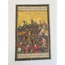 Avcılık Konulu El Yapımı Minyatür Resim 28x17 Cm
