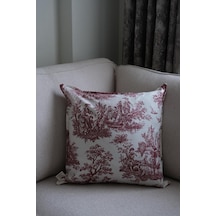 Bordo Kırlent Vintage Desenli 45x45 Dekoratif Yastık Kılıfı Bordo - 693923299 Bordo