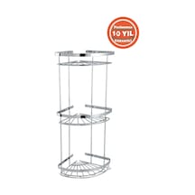 Çelik Banyo Paslanmaz Çelik Zirve 3'lü 19x19 Cm Şampuanlık Banyo Rafı Krom