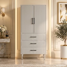 Sardes Çok Amaçlı Dolap 60 Cm 2 Kapak 3 Çekmece Soft Açık Gri - Çok Amaçlı Kiler Dolabı Beyaz